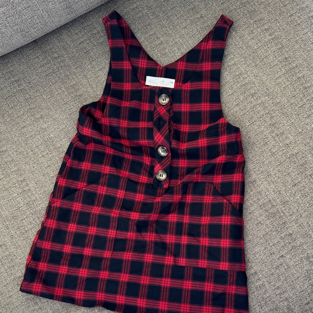 Zara Red and Black Checkered Sleeveless Top